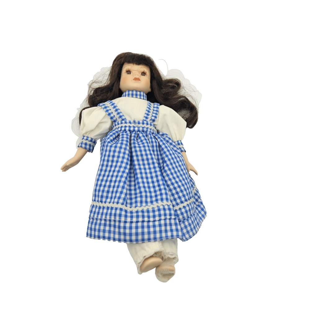 Vintage Porcelain Doll Dorothy Wizard of‎ Oz Style Blue Gingham Dress 15"